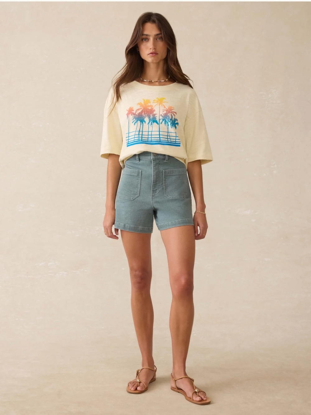 Faherty High-Waist Patch Pocket Shorts in Ocean Glass